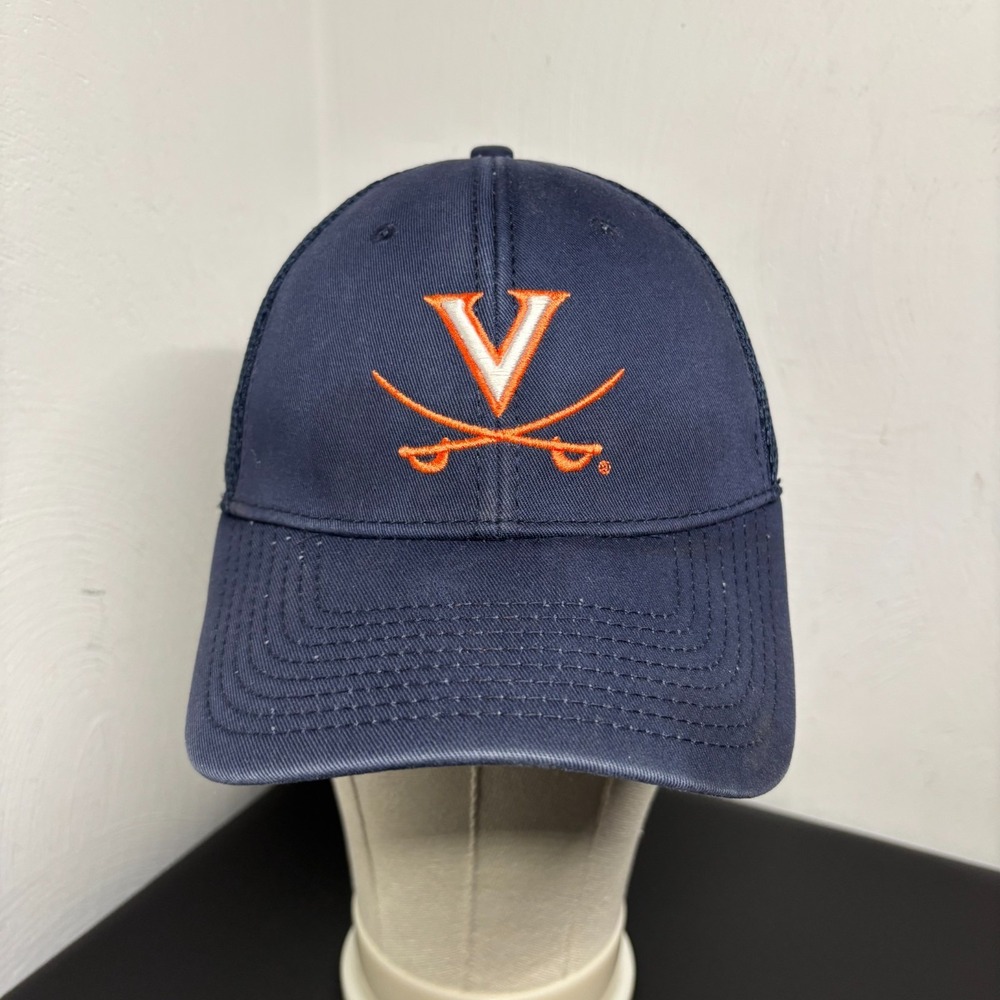 UVA New Era A-Flex Hat Navy Blue Baseball‎ Cap Adult S/M Mesh Back Virginia Cavs